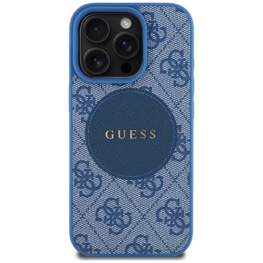  iPhone 16 Pro kék Guess 4G Circle Classic Logo MagSafe tok - 3