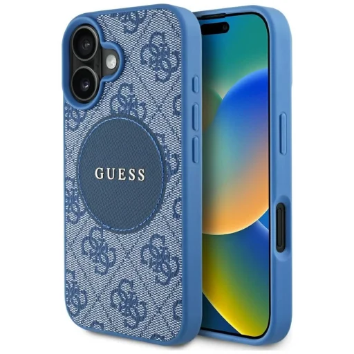  iPhone 16 kék Guess 4G Circle Classic Logo MagSafe tok - 1