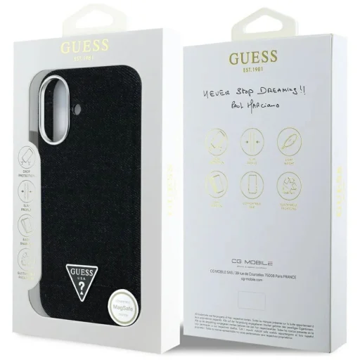  iPhone 16 Fekete Guess Denim Triangle Logo MagSafe tok - 8