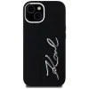  iPhone 15 Fekete Karl Lagerfeld Szilikon Metal Script Logo Tok thumbnail