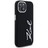  iPhone 15 Fekete Karl Lagerfeld Szilikon Metal Script Logo Tok thumbnail