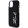  iPhone 15 Fekete Karl Lagerfeld Szilikon Metal Script Logo Tok thumbnail