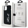  iPhone 15 Fekete Karl Lagerfeld Szilikon Metal Script Logo Tok thumbnail