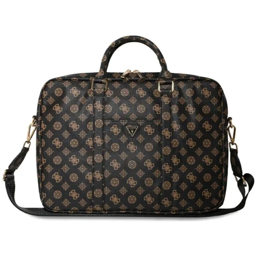 Guess 4G Peony Front Pocket Zipper Triangle Logo Laptop Táska 16" - Fekete - 1