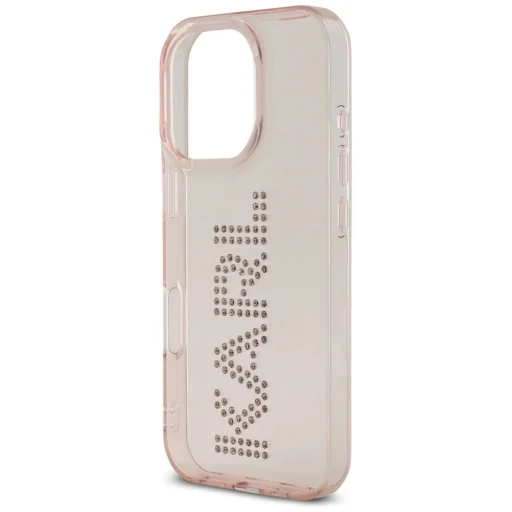  iPhone 16 Pro Max Karl Lagerfeld IML Rhinestones Logo tok - Pink - 6