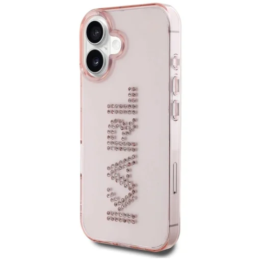  iPhone 16 Rózsaszín Karl Lagerfeld IML Rhinestones Logo tok - 2