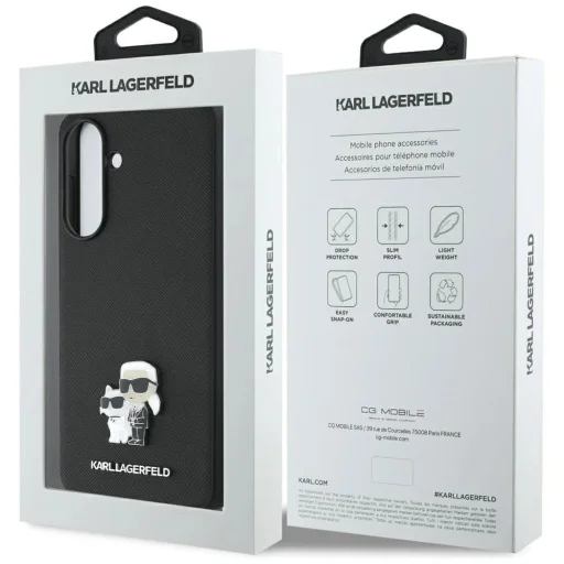 Karl Lagerfeld Saffiano tok K&C fém logóval Samsung Galaxy A36-hoz - Fekete tok - 7