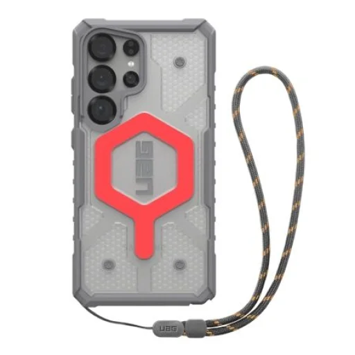 UAG Pathfinder Clear Magnet Bundle Mágneses tok és csuklópánt Samsung Galaxy S25 Ultra 5G-hez - Szürke/Piros tok - 1