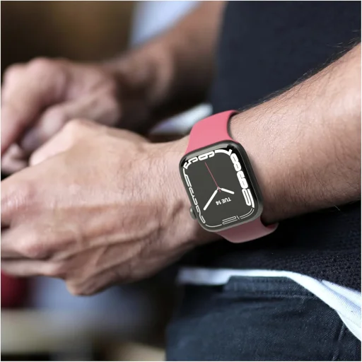  Techsuit - Óraszíj (W031) - Apple Watch 1/2/3/4/5/6/7/8/9/10/SE/SE 2 (38/40/41/42mm) - Rózsaszín - 4