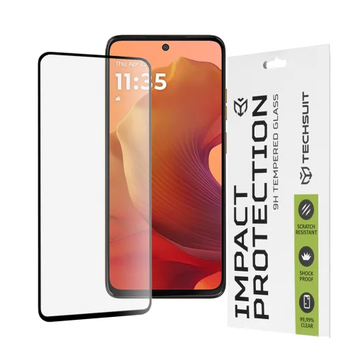  Techsuit - 111D Teljes Borítású / Teljes Ragasztású Üveg - Motorola Moto G15 / G15 Power - Fekete üvegfólia - 1