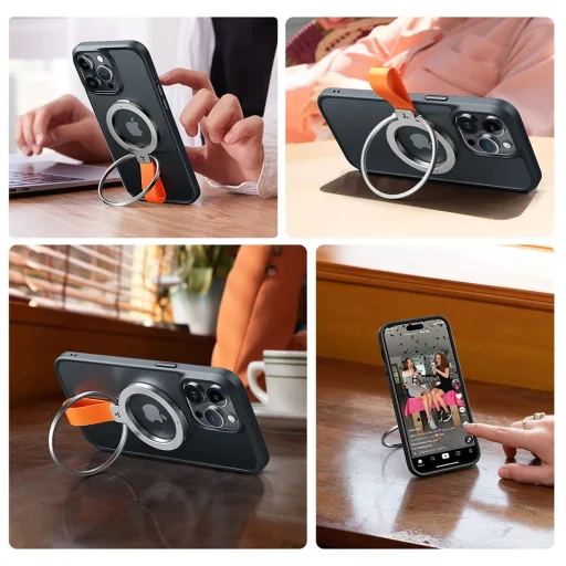 Torras Ostand Mágneses Gyűrű - 360°-ban Forgatható Állvány, Telefontartó/Fogó, Könnyen Rögzíthető - Ezüst - 6