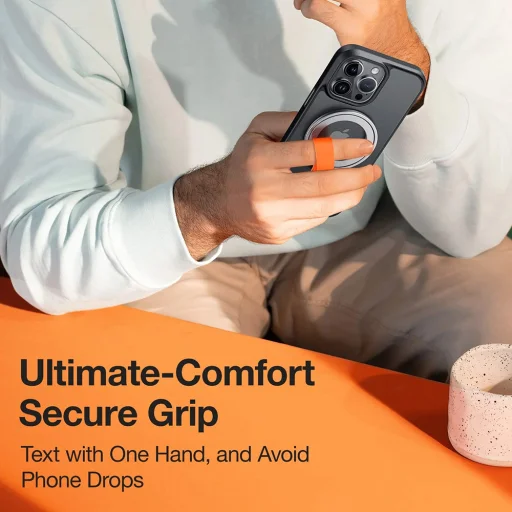 Torras Ostand Mágneses Gyűrű - 360°-ban Forgatható Állvány, Telefontartó/Fogó, Könnyen Rögzíthető - Ezüst - 7