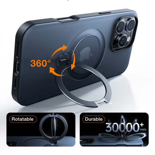 iPhone 17 Pro Max - Ostand Spin MagSafe Series Torras - Fekete tok - 3