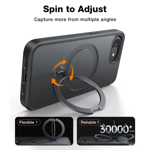 Torras - Ostand Spin Sorozat - iPhone 16e - Fekete tok - 4