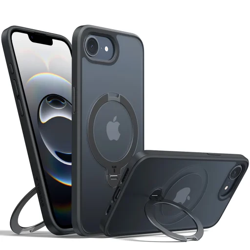 Torras - Ostand Spin Sorozat - iPhone 16e - Fekete tok - 1