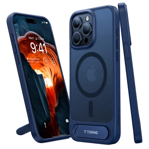 Torras - Pstand - iPhone 15 Pro Max - Sötétkék tok - 1