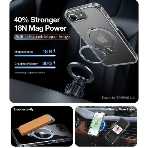  Torras - Ostand Spin széria - iPhone 16e - Átlátszó tok - 7