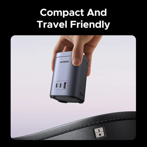  Ugreen - Vezeték nélküli töltő 4 az 1-ben X555 (55321) - MagSafe, Gyors töltés iPhone-hoz, iPadhez, MacBookhoz, GaN, USB, 2xType-C, 65W - Fekete - 5