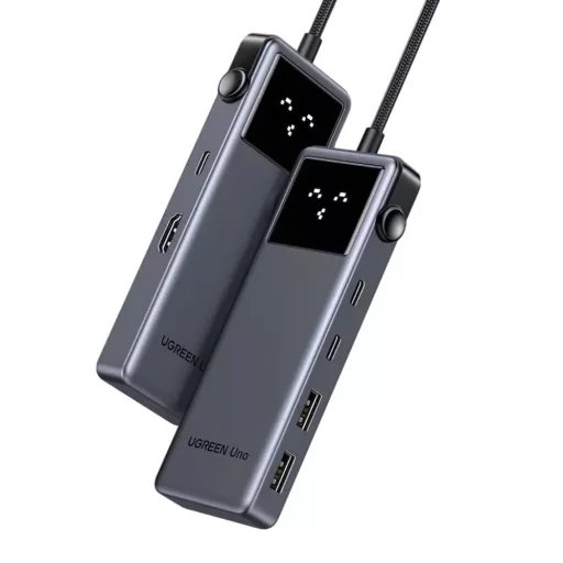  Ugreen - Docking Station Uno 6 az 1-ben CM888 (35998) - LED kijelző, 2x USB, 2x Type-C, HDMI, 10Gb/s, 4K, 100W SD/TF foglalat - Fekete - 3