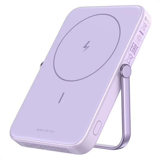  Ugreen - PB571 (35606) Power Bank - digitális kijelzővel, gyors töltés, mágneses, vezeték nélküli, 5000mAh, USB-C, 18W, 3A - Lila - 2