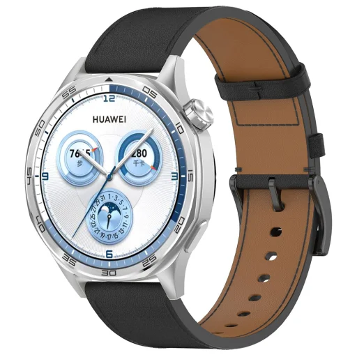  Techsuit - 20mm-es óraszíj (W073) - Samsung Galaxy Watch4/5/Active 2, Huawei Watch GT 3 (42mm)/GT 3 Pro (43mm) - Fekete - 3