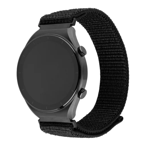  Állítható - Nylon Sportos Szíj 20mm - Samsung Galaxy Watch 4/5/Active 2, Huawei Watch GT 3 (42mm)/GT 3 Pro (43mm) - Fekete - 1