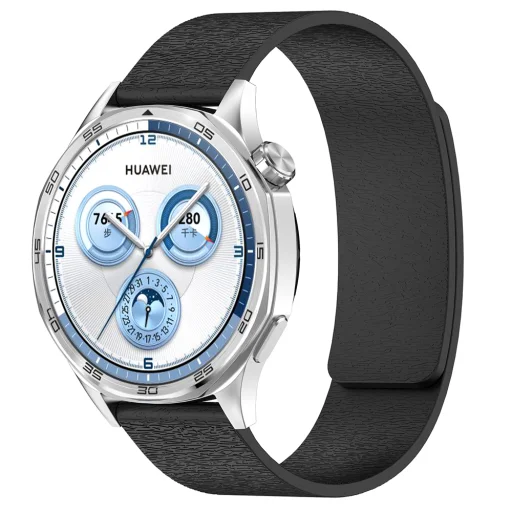  Techsuit - Óraszíj 20mm (W074) - Samsung Galaxy Watch4/5/Active 2, Huawei Watch GT 3 (42mm)/GT 3 Pro (43mm) - Fekete - 3
