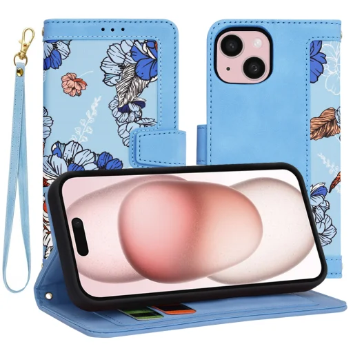  Techsuit - FlipCraft - iPhone 15 - Élénk Kék tok - 1