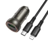 Borofone Autós töltő BZ32A Fresh - USB + Type C - QC 3.0 PD 30W Type C - Lightning kábellel szürke thumbnail