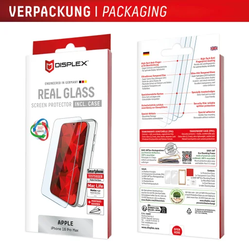  Displex - Prémium [Csomag] Valódi Üveg + Tok - iPhone 16 Pro Max - Átlátszó üvegfólia - 8