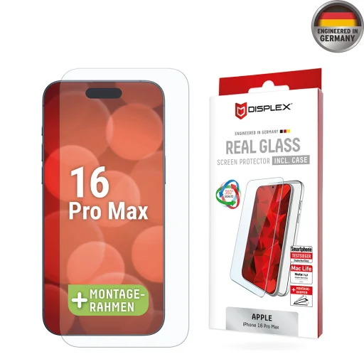  Displex - Prémium [Csomag] Valódi Üveg + Tok - iPhone 16 Pro Max - Átlátszó üvegfólia - 1