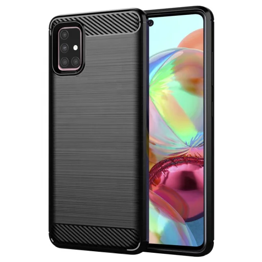  Techsuit - Carbon Szilikon - Samsung Galaxy A71 4G - Fekete tok - 1