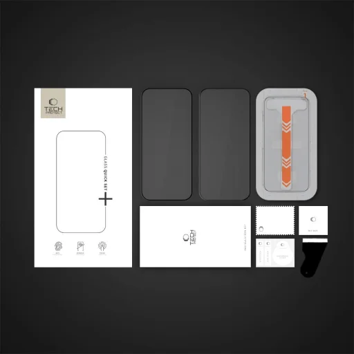 Tech-protect Quick Set+ 2-pack iPhone 15 / 16 Fekete üvegfólia - 6