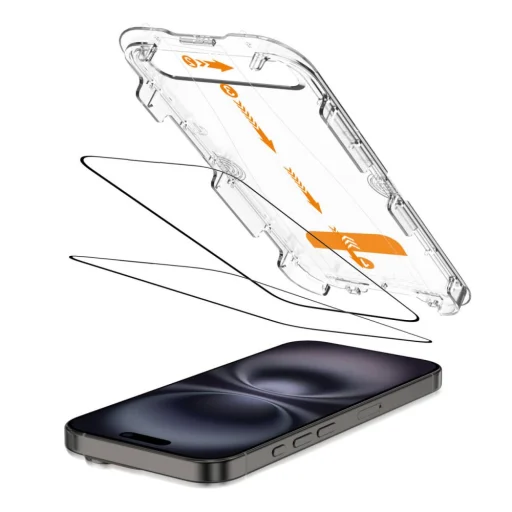 Tech-protect Quick Set+ 2-pack iPhone 15 / 16 Fekete üvegfólia - 2
