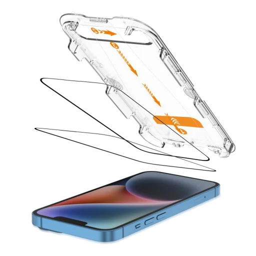  iPhone 13 / 13 Pro / 14 / 16 Edzett üveg Tech-protect Quick Set+ 2-pack Fekete üvegfólia - 2