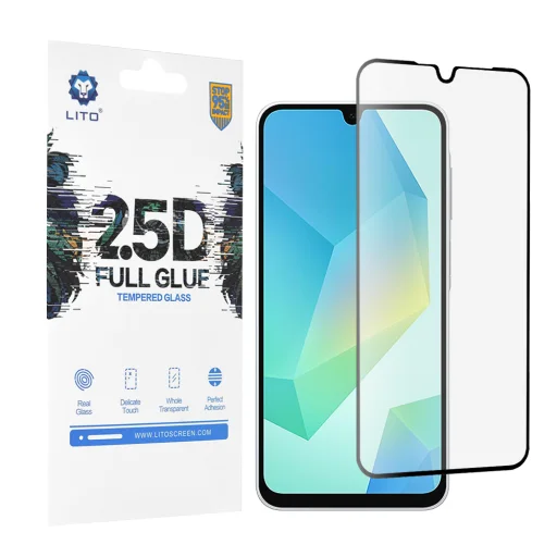  Lito - 2.5D Teljes Ragasztású Üveg - Samsung Galaxy A16 4G / A16 5G - Fekete üvegfólia - 1