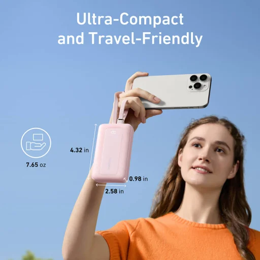 Anker - Hordozható töltő (A1681G11) - 2x USB-C, Lightning, USB, 30W, 20000mAh - Fekete - 4