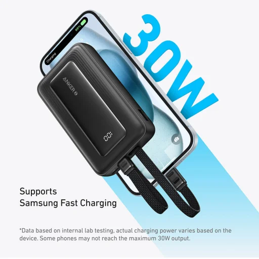 Anker - Hordozható töltő (A1681G11) - 2x USB-C, Lightning, USB, 30W, 20000mAh - Fekete - 5