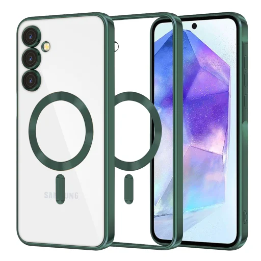  Techsuit - Luxus Kristály MagSafe - Samsung Galaxy A55 5G - Mélyzöld tok - 1
