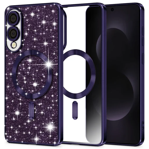  Techsuit - Luxus Csillogó MagSafe - Samsung Galaxy S25 Edge - Mély Lila tok - 1