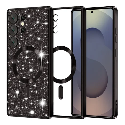  Techsuit - Luxus Csillogó MagSafe - Samsung Galaxy S25 Ultra - Fekete tok - 1