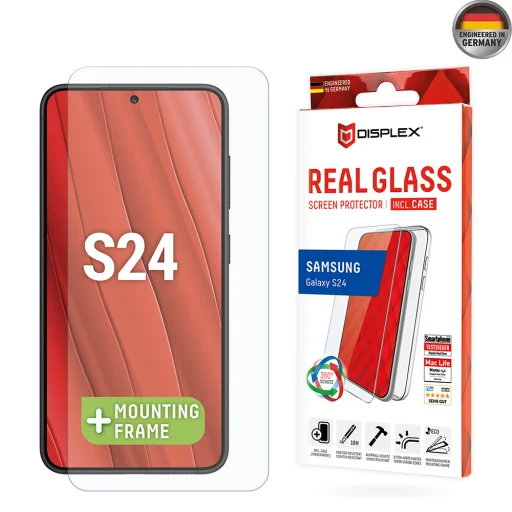  Displex - Prémium [Csomag] Valódi Üveg + Tok - Samsung Galaxy S24 - Átlátszó üvegfólia - 1