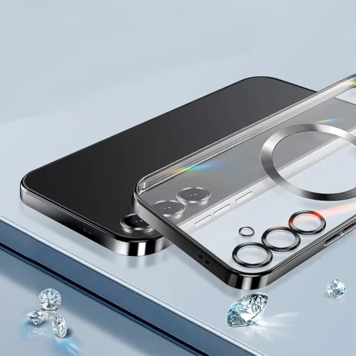  Techsuit - Luxus Kristály MagSafe - Samsung Galaxy S25 - Ezüst tok - 4