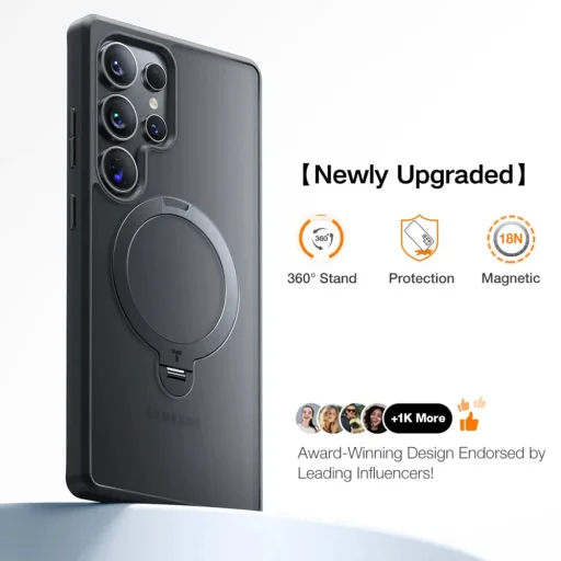 Torras - Ostand Spin sorozat - Samsung Galaxy S25 Ultra - Fekete tok - 5