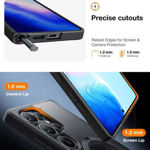 Torras - Ostand Spin sorozat - Samsung Galaxy S25 Ultra - Fekete tok - 6