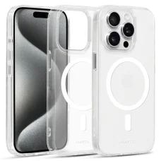Liavec Glossy Magsafe Clear tok iPhone 15 Pro-hoz, fehér tok