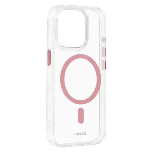 Liavec Glossy Magsafe Átlátszó tok iPhone 15 Pro Max rózsaszín tok - 2