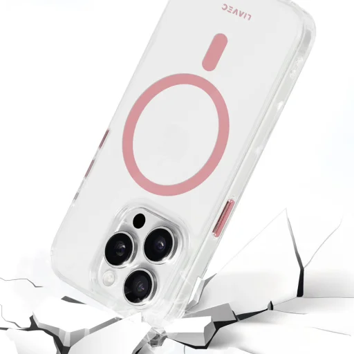 Liavec Glossy Magsafe Átlátszó tok iPhone 15 Pro Max rózsaszín tok - 6