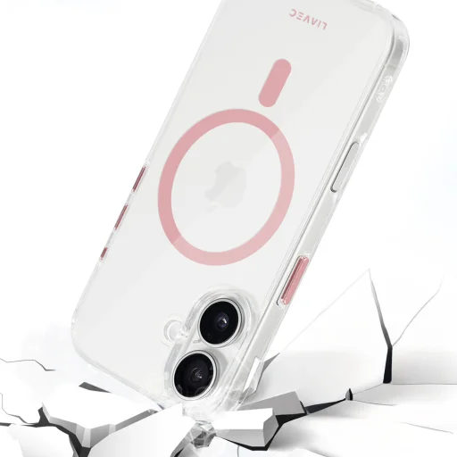 Liavec Glossy Magsafe átlátszó tok iPhone 16 rózsaszín tok - 6