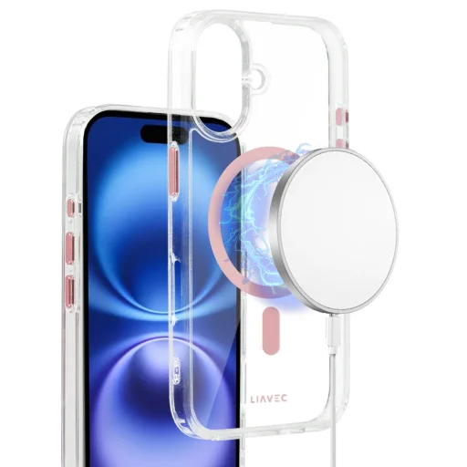Liavec Glossy Magsafe átlátszó tok iPhone 16 rózsaszín tok - 7